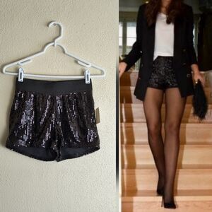 K Dream S Black Sequin High Waist Shorts Y2k